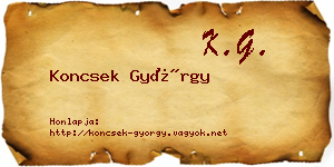 Koncsek György névjegykártya